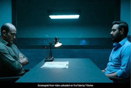 Akshaye Khanna and Ajay Devgn in a still from Drishyam 2.