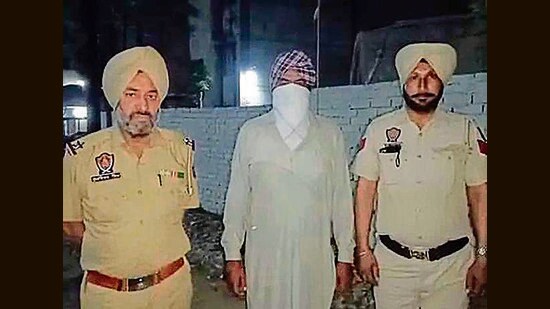 The accused in police custody in Samrala on Wednesday. (HT Photo)