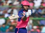 Rajasthan Royals' Riyan Parag plays a shot. Rajasthan Royals' Riyan Parag plays a shot.