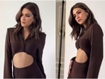 Kriti Sanon promotes Crew in a cut-out mini dress that elevates date night fashion. 