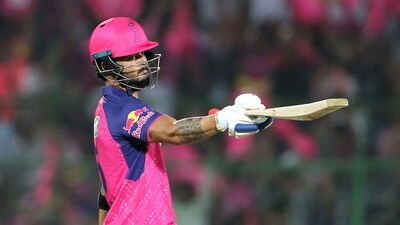 Riyan Parag smashed an unbeaten 84 off 45 balls, almost single-handedly bailing Rajasthan Royals out of a disastrous start batting first and helping them record their second consecutive win of the season at home. RR beat the Delhi Capitals by 12 runs, restricting them to a score of 173/5 in reply to 185/5. (ANI) Riyan Parag smashed an unbeaten 84 off 45 balls, almost single-handedly bailing Rajasthan Royals out of a disastrous start batting first and helping them record their second consecutive win of the season at home. RR beat the Delhi Capitals by 12 runs, restricting them to a score of 173/5 in reply to 185/5. (ANI)