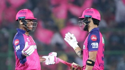 Parag then made his presence felt, striking two boundaries and a six off Ahmed to take RR past 100 in the 15th over. Parag then took 25 runs off South African pacer Anrich Nortje with hits of 4, 4, 6, 4, 6, 1 in the final over to hit his highest T20 score. (ANI) Parag then made his presence felt, striking two boundaries and a six off Ahmed to take RR past 100 in the 15th over. Parag then took 25 runs off South African pacer Anrich Nortje with hits of 4, 4, 6, 4, 6, 1 in the final over to hit his highest T20 score. (ANI)