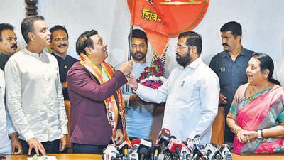 Actor Govinda joined the Eknath Shinde-led Shiv Sena at Balasaheb bhavan on Thursday. (Bhushan Koyande/HT Photo) Actor Govinda joined the Eknath Shinde-led Shiv Sena at Balasaheb bhavan on Thursday. (Bhushan Koyande/HT Photo)