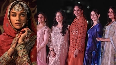 Aditi Rao Hydari was notably missing as Sharmin Segal, Manisha Koirala, Sonakshi Sinha, Sanjeeda Sheikh and Richa Chadha attended the promotion of their upcoming Sanjay Leela Bhansali series Heeramandi: The Diamond Bazaar in Mumbai. (Instagram/AFP) Aditi Rao Hydari was notably missing as Sharmin Segal, Manisha Koirala, Sonakshi Sinha, Sanjeeda Sheikh and Richa Chadha attended the promotion of their upcoming Sanjay Leela Bhansali series Heeramandi: The Diamond Bazaar in Mumbai. (Instagram/AFP)