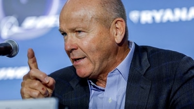 Dave Calhoun speaks during a press conference. (Reuters)