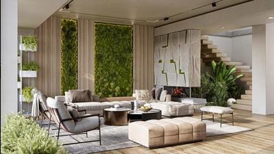Moss walls give a lush backdrop to your jungalow aesthetic without the need for soil, watering, or maintenance (Shutterstock) Moss walls give a lush backdrop to your jungalow aesthetic without the need for soil, watering, or maintenance (Shutterstock)