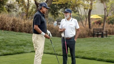 Pawan Munjal with 1983 cricket world cup winning captain Kapil Dev during a round of golf ahead of the Indian Open, in Gurugram (PTI) Pawan Munjal with 1983 cricket world cup winning captain Kapil Dev during a round of golf ahead of the Indian Open, in Gurugram (PTI)
