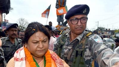 Sita Soren addressed a press conference at the BJP headquarters after landing in Jharkhand for the first time since joining the party (ANI) Sita Soren addressed a press conference at the BJP headquarters after landing in Jharkhand for the first time since joining the party (ANI)