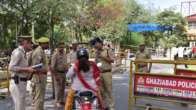 The Ghaziabad police has made elaborate arrangements at the district collectorate as the process of nomination started. (Sakib Ali/HT Phot) The Ghaziabad police has made elaborate arrangements at the district collectorate as the process of nomination started. (Sakib Ali/HT Phot)