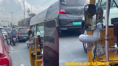 Chennai: The DIY fan that the auto driver installed in the three-wheeler. (Instagram/@sangeeeramez) Chennai: The DIY fan that the auto driver installed in the three-wheeler. (Instagram/@sangeeeramez)
