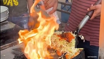 Fire-y! These innovative momos by a vendor in Jaipur, captured by Instagram user @eatthisagra are going viral (Instagram)