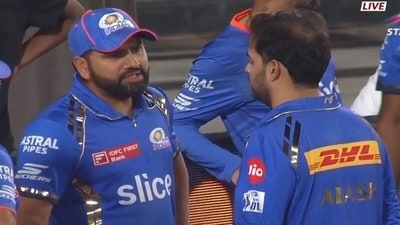 Rohit Sharma and Akash Ambani after MI's second defeat of IPL 2024. (Screengrab) Rohit Sharma and Akash Ambani after MI's second defeat of IPL 2024. (Screengrab)