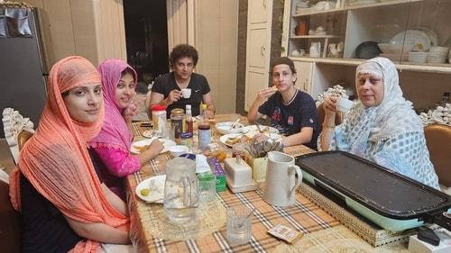The Siddiqui family having sehri the platter ( HT Photo) The Siddiqui family having sehri the platter ( HT Photo)