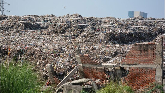 In its report submitted before NGT, Panchkula MC had stated that its project to biomine the legacy waste in Sector 23, Panchkula, and Jhuriwala was on track despite delays. (Sant Arora/HT)