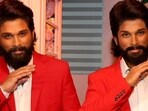 Allu Arjun with his wax statue at Madame Tussauds Allu Arjun with his wax statue at Madame Tussauds