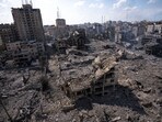 Israel-Hamas war: A view of the rubble of buildings hit by an Israeli airstrike in Gaza City 