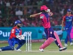 Rajasthan Royals' Riyan Parag plays a shot.