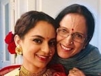 BJP candidate Kangana Ranaut with mother Asha BJP candidate Kangana Ranaut with mother Asha