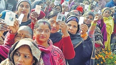 Political parties now recognise women's power as voters. (PTI PHOTO.) Political parties now recognise women's power as voters. (PTI PHOTO.)