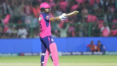 Rajasthan Royals' Riyan Parag celebrates his fifty during the match against Delhi Capitals in the Indian Premier League 2024, at Sawai Mansingh Stadium in Jaipur on Thursday (ANI) Rajasthan Royals' Riyan Parag celebrates his fifty during the match against Delhi Capitals in the Indian Premier League 2024, at Sawai Mansingh Stadium in Jaipur on Thursday (ANI)