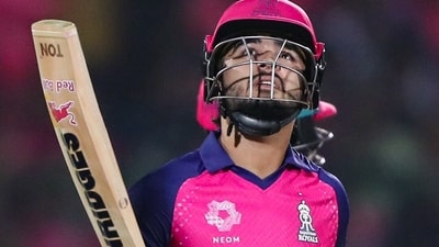 Rajasthan Royals' Riyan Parag during the match against Delhi Capitals. (IPL-X) Rajasthan Royals' Riyan Parag during the match against Delhi Capitals. (IPL-X)