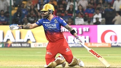 Kohli eventually scored his second consecutive half-century of the season, However, he struggled to get going in the death overs with Andre Russell and Harshit Rana (ANI) Kohli eventually scored his second consecutive half-century of the season, However, he struggled to get going in the death overs with Andre Russell and Harshit Rana (ANI)