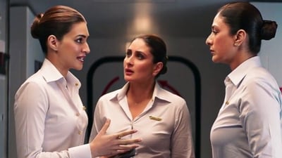 Crew twitter review: Audiences hail Kriti Sanon, Kareena Kapoior and Tabu's performances. Crew twitter review: Audiences hail Kriti Sanon, Kareena Kapoior and Tabu's performances.