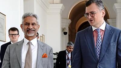 External affairs minister Dr S Jaishankar meets Ukraine foreign minister Dmytro Kuleba in New Delhi on Friday. (S Jaishankar X) External affairs minister Dr S Jaishankar meets Ukraine foreign minister Dmytro Kuleba in New Delhi on Friday. (S Jaishankar X)