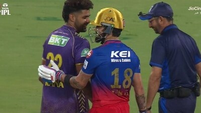 Virat Kohli with KKR's Harshit Rana Virat Kohli with KKR's Harshit Rana