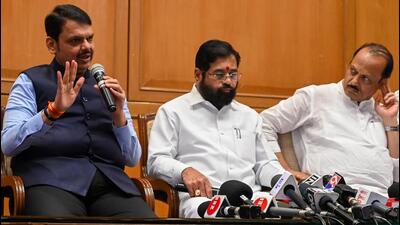 Maharashtra chief minister Eknath Shinde flanked by deputy CMs Devendra Fadnavis and Ajit Pawar in Mumbai earlier this month. (HT Photo) Maharashtra chief minister Eknath Shinde flanked by deputy CMs Devendra Fadnavis and Ajit Pawar in Mumbai earlier this month. (HT Photo)