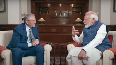Microsoft Co-Founder Bill Gates in coversation with Prime Minister Narendra Modi.