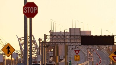 BALTIMORE, MARYLAND - MARCH 28: Police block off the approach of the collapsed Francis Scott Key Bridge on March 28, 2024 in Baltimore, Maryland. (Getty Images via AFP) BALTIMORE, MARYLAND - MARCH 28: Police block off the approach of the collapsed Francis Scott Key Bridge on March 28, 2024 in Baltimore, Maryland. (Getty Images via AFP)