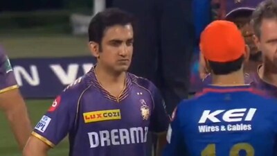 Virat Kohli and Gautam Gambhir shared a second hug during after RCB vs KKR match Virat Kohli and Gautam Gambhir shared a second hug during after RCB vs KKR match