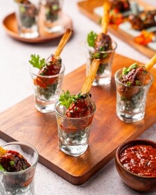 Small bites like Vietnamese chicken pate on sugarcane sticks by Chef Virendra Rawat make for the go-to snack at these home parties (Good Food Concept) Small bites like Vietnamese chicken pate on sugarcane sticks by Chef Virendra Rawat make for the go-to snack at these home parties (Good Food Concept)
