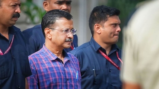 Delhi Chief Minister Arvind Kejriwal leaves Rouse Avenue Court (Photo by Vipin Kumar/ Hindustan Times)