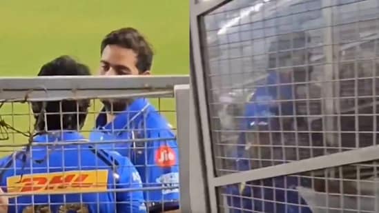 Hardik Pandya in an intense discussion with Akash Ambani