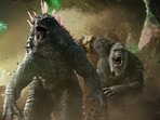 This image released by Warner Bros. Pictures shows Godzilla, left, and Kong in a scene from "Godzilla x Kong: The New Empire." (Warner Bros. Pictures via AP) This image released by Warner Bros. Pictures shows Godzilla, left, and Kong in a scene from "Godzilla x Kong: The New Empire." (Warner Bros. Pictures via AP)