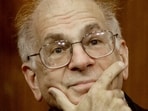 FILE - Psychology professor Daniel Kahneman poses, Oct. 9, 2002, at Princeton University in Princeton, N.J. Kahneman, a psychologist who won a Nobel Prize in economics for his insights into how ingrained neurological biases influence decision making, died Wednesday, March 27, 2024, at the age of 90. (AP Photo/Daniel Hulshizer, File)