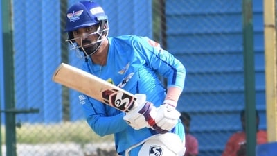 KL Rahul during practice session in Lucknow (Deepak Gupta/HT) KL Rahul during practice session in Lucknow (Deepak Gupta/HT)