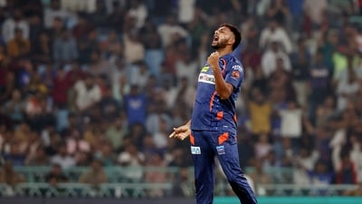 Left-arm paceman Mohsin Khan also dismissed Shikhar Dhawan and Sam Curran on back-to-back deliveries to put Punjab Kings on the mat in tall chase. (LSG-X) Left-arm paceman Mohsin Khan also dismissed Shikhar Dhawan and Sam Curran on back-to-back deliveries to put Punjab Kings on the mat in tall chase. (LSG-X)