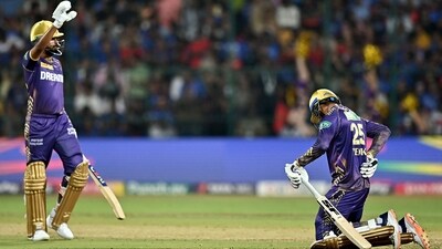 KKR's Venkatesh Iyer was taken for scans. (AFP) KKR's Venkatesh Iyer was taken for scans. (AFP)