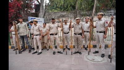 Delhi Police officials took cognisance of the videos on social media. (ANI) Delhi Police officials took cognisance of the videos on social media. (ANI)