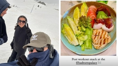 Mahesh took to Instagram to share a bundled up picture with his Stara and Gautam from ‘paradise’, apart from a peek of his post-workout snack. (Instagram) Mahesh took to Instagram to share a bundled up picture with his Stara and Gautam from ‘paradise’, apart from a peek of his post-workout snack. (Instagram)