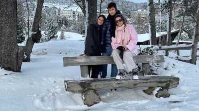 Namrata, Sitara and Gautam looked adorable together as they posed for clicks on their vacation, with fans requesting a family picture with Mahesh too. (Instagram) Namrata, Sitara and Gautam looked adorable together as they posed for clicks on their vacation, with fans requesting a family picture with Mahesh too. (Instagram)