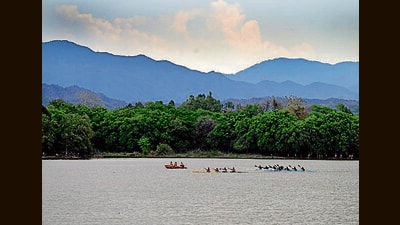 Overcast conditions over Sukhna Lake in Chandigarh on Saturday. (Ravi Kumar/HT)