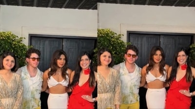 Priyanka Chopra and Nick Jonas attend Mannara Chopra's birthday bash. Priyanka Chopra and Nick Jonas attend Mannara Chopra's birthday bash.
