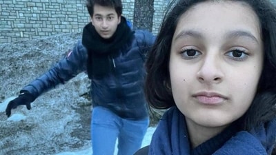 Sitara and Gautam also shared goofy pictures they clicked together, making an inside joke about ‘Snowmaxxing’ there. (Instagram) Sitara and Gautam also shared goofy pictures they clicked together, making an inside joke about ‘Snowmaxxing’ there. (Instagram)