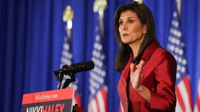 Republican presidential candidate and former U.S. Ambassador to the United Nations Nikki Haley speaks on stage at her watch party during the South Carolina Republican presidential primary election in Charleston, South Carolina, U.S. February 24, 2024. REUTERS/Brian Snyder (REUTERS)