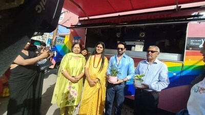 Ayushmann Khurrana took to his Instagram handle to share the pictures from the event and wrote, "Jab hum ek dusre ko karenge ‘Sweekar', tabhi toh hum kar payenge India ko aur behtar (India will get better when we accept each other)... I wish Mx Dhananjay Chauhan and members of the transgender community of Chandigarh good luck in their food venture! Onwards and upwards." (Instagram/@mxdhananjay) Ayushmann Khurrana took to his Instagram handle to share the pictures from the event and wrote, "Jab hum ek dusre ko karenge ‘Sweekar', tabhi toh hum kar payenge India ko aur behtar (India will get better when we accept each other)... I wish Mx Dhananjay Chauhan and members of the transgender community of Chandigarh good luck in their food venture! Onwards and upwards." (Instagram/@mxdhananjay)