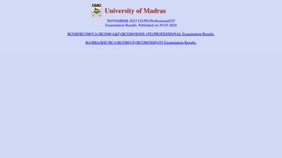 Madras University UG, PG other results announced, details here (result.unom.ac.in, screenshot) Madras University UG, PG other results announced, details here (result.unom.ac.in, screenshot)
